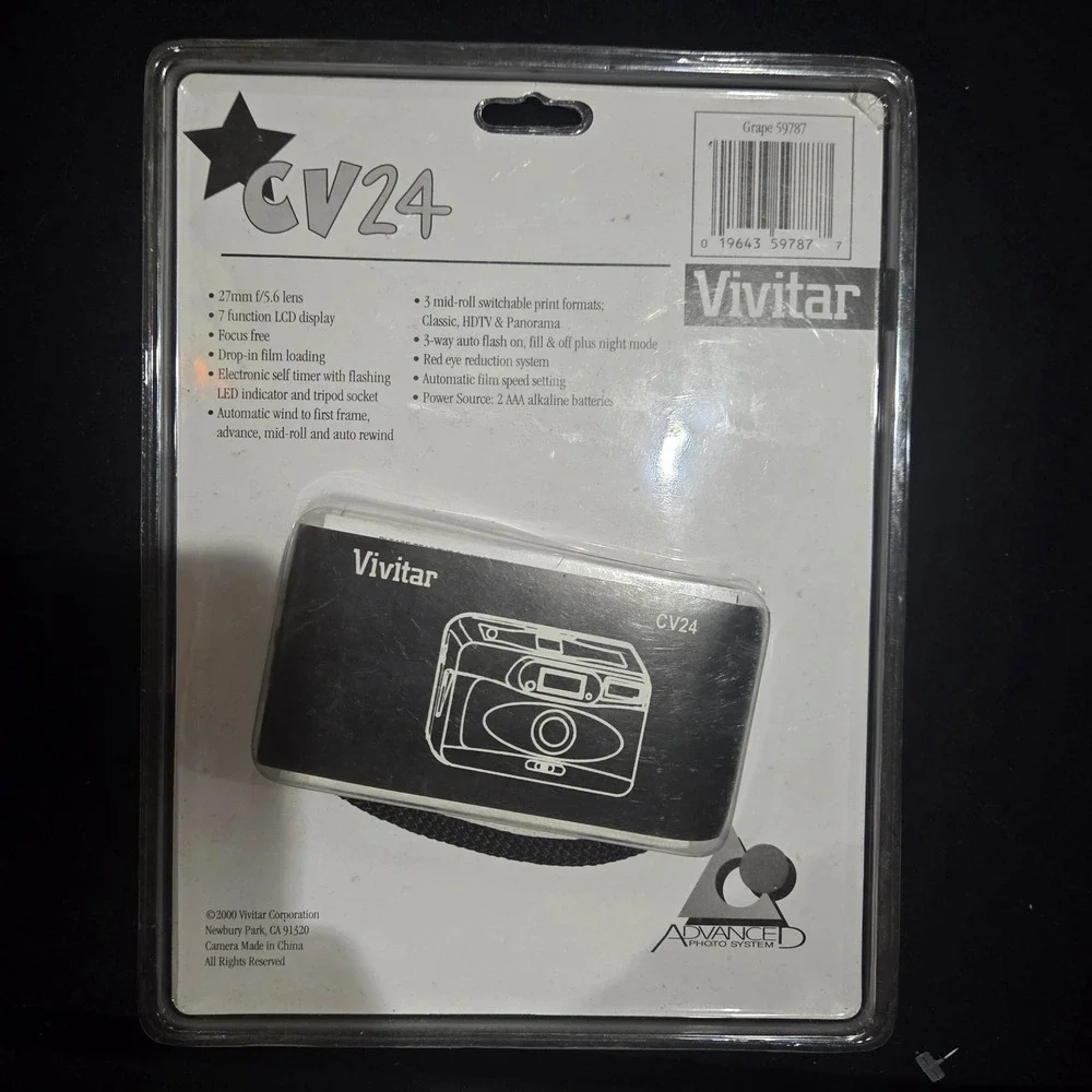 Vivitar CV24 APS Film Camera Grape Purple Translucent New Sealed Vintage 2000